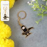 Shivling Design Golden Keychain (1 Pc) - Front View by Nari Haat, Indian ethnic wear, women clothing, designer suit