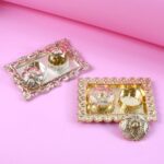 Ornate Rectangular Pooja Thali Tray - (1 Pc) - With Dupatta by Nari Haat, Indian ethnic wear, women clothing, designe...