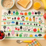 Colorful Cartoon Printed Dining Table Placemats for Kids (4 Pc / 40x30 Cm) - Front View by Nari Haat, Indian ethnic w...