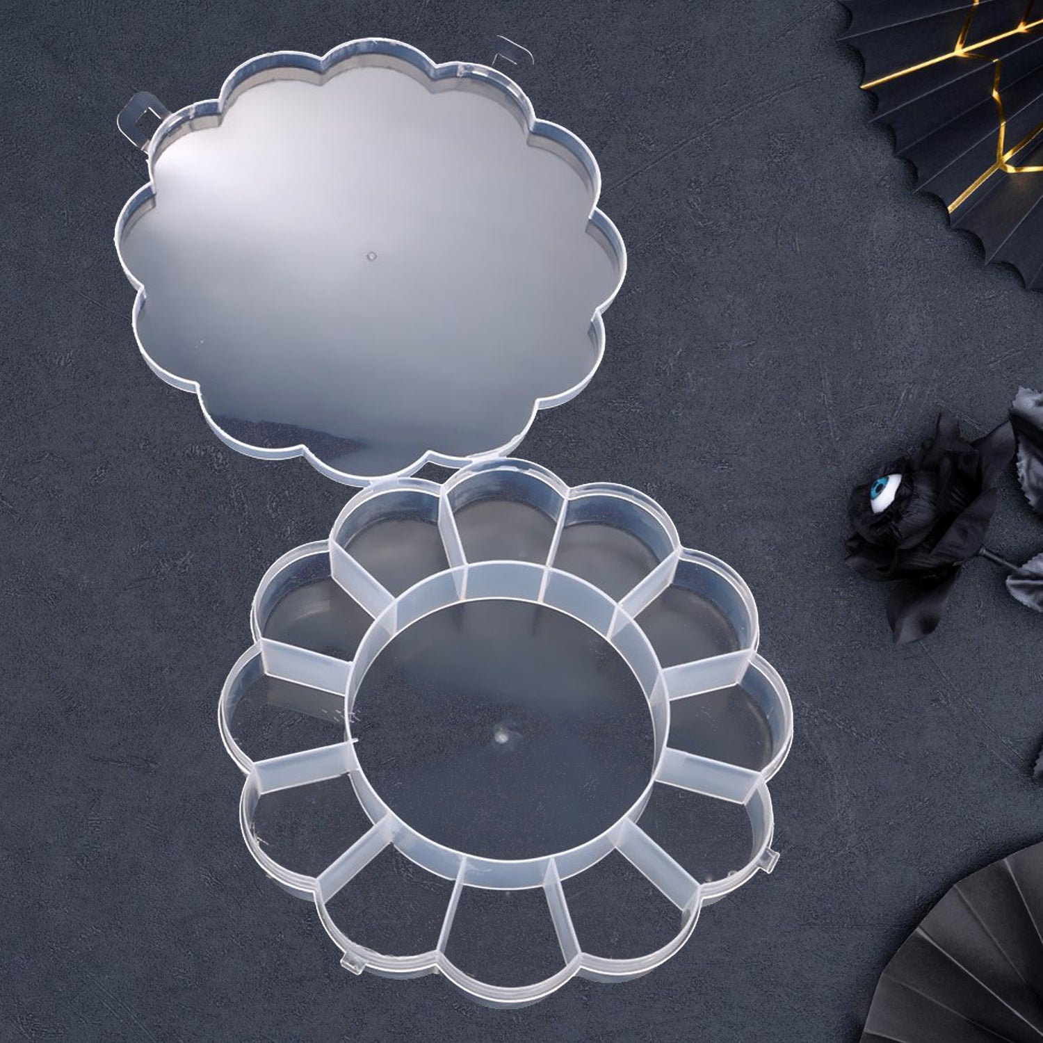 02_01d5acc3-4f73-4031-ae02-4b1a276c1523.jpg Round Compartment Plastic Storage Box (1 Pc) - Front View by Nari Haat, Indian ethnic wear, women clothing, designer ...