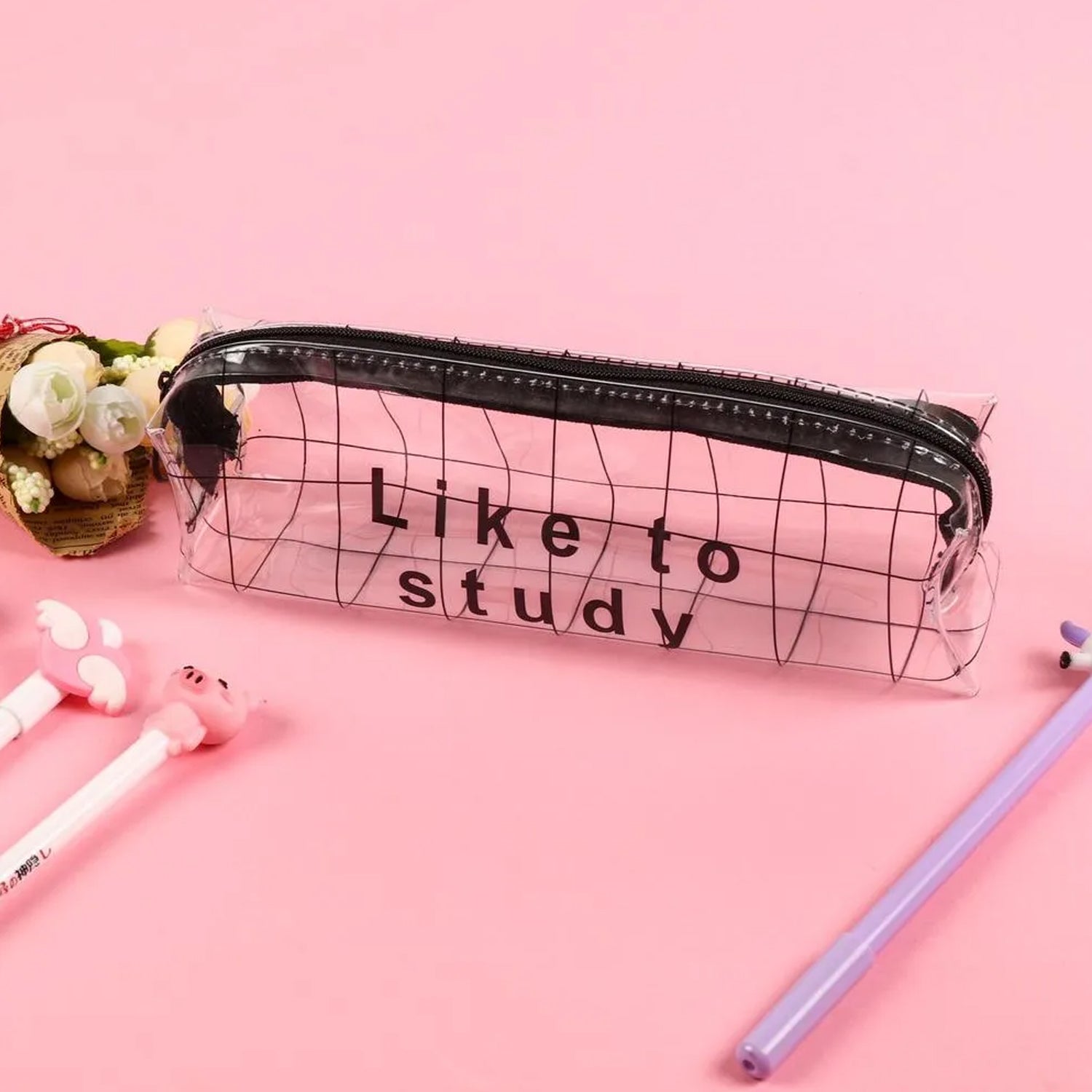 02_14abf2ad-9f9b-44aa-ba2d-6eac16ab6089.jpg Transparent Pencil Pouch With Zipper (1 Pc) - Front View by Nari Haat, Indian ethnic wear, women clothing, designer suit