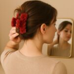 Soft Velvet Furry Hair Clutcher Clips Set (12 Pc) - Neckline Detail by Nari Haat, Indian ethnic wear, women clothing,...