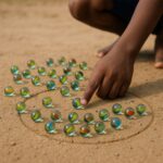 Glass Marbles for Kids Approx 35 (35 in 1) - Neckline Detail by Nari Haat, Indian ethnic wear, women clothing, design...