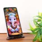 Pyramid Brown Mobile Stand with 3 Different Inclined Angles - Closeup Embroidery by Nari Haat, Indian ethnic wear, wo...