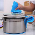 Silicon Hot Pot Mat Set - 4-Piece Heat-Resistant Trivets for Protecting Surfaces - Closeup Embroidery by Nari Haat, I...