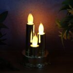 LED Flameless Candle Lamp with Triple Candle Design (1 Pc) - Neckline Detail by Nari Haat, Indian ethnic wear, women ...
