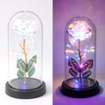 LED Light-Up Eternal Rose Butterfly in Transparent Dome (1 Pc / Battery not Included) - Closeup Embroidery by Nari Ha...
