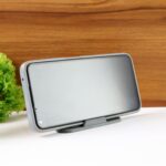 Pyramid Grey Mobile Stand with 3 Different Inclined Angles - Fabric Detail by Nari Haat, Indian ethnic wear, women cl...