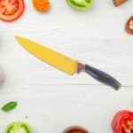 6 Pcs Professional Kitchen Knife Set with Chef Knives, Cleaver, Peeler & Scissors - Fabric Detail by Nari Haat, India...