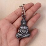 Premium Spiritual Hanuman Ji Sitting Pose Metal Keychain (1 Pc) - Back View by Nari Haat, Indian ethnic wear, women c...