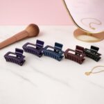 Matte Rectangle Hair Claw Clip for Women and Girls – Assorted Color Pack – 12 Pc - Fabric Detail by Nari Haat, In...