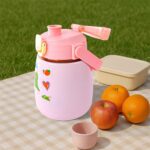 Stainless Steel Vacuum Insulated Water Bottle with Handle & Sticker (700 ML) - Fabric Detail by Nari Haat, Indian eth...