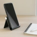Plastic Foldable Desktop Mobile Stand (1 Pc / Black) - Neckline Detail by Nari Haat, Indian ethnic wear, women clothi...