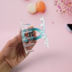 Plastic Hair Clamp Grip, Simple Matte Hair Barrette Clamp (12 Pc /  Mix Design) - Closeup Embroidery by Nari Haat, In...