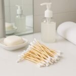 Eco-Friendly Wooden Cotton Ear Buds (1 pkt / 100 Pcs Approx) - Neckline Detail by Nari Haat, Indian ethnic wear, wome...