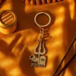 Mahakal Trishul & Shivling Design Metal Keychain - (1 Pc) - Back View by Nari Haat, Indian ethnic wear, women clothin...