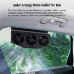 Triple Fan Solar Powered Car Exhaust Ventilation System with USB Charging - Closeup Embroidery by Nari Haat, Indian e...