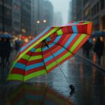 3-Fold Sun & Rain Protective Solid Foldable Umbrella, (1 Pc / Mix Design) - Closeup Embroidery by Nari Haat, Indian e...