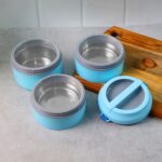 3 Layer Insulated Lunch Box Set with Handle & Strap - (Set) - Neckline Detail by Nari Haat, Indian ethnic wear, women...