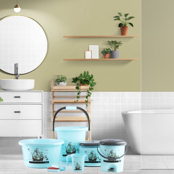 Plastic Bathroom Accessories Set (Mix Color / 6 Pc) - Front View by Nari Haat, Indian ethnic wear, women clothing, de...