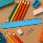 4-Piece Transparent Geometry Instrument Set with Ruler - Back View by Nari Haat, Indian ethnic wear, women clothing, ...