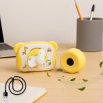 Cute Bear-Shaped Mini Rechargeable Fan (1 Pc) - Front View by Nari Haat, Indian ethnic wear, women clothing, designer...