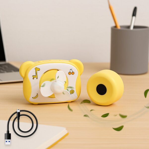 Cute Bear-Shaped Mini Rechargeable Fan (1 Pc) - Front View by Nari Haat, Indian ethnic wear, women clothing, designer...