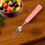 Premium Stainless Steel Fruit Fork Set – 10 Pieces with Soft Non-Slip Handle - Back View by Nari Haat, Indian ethni...