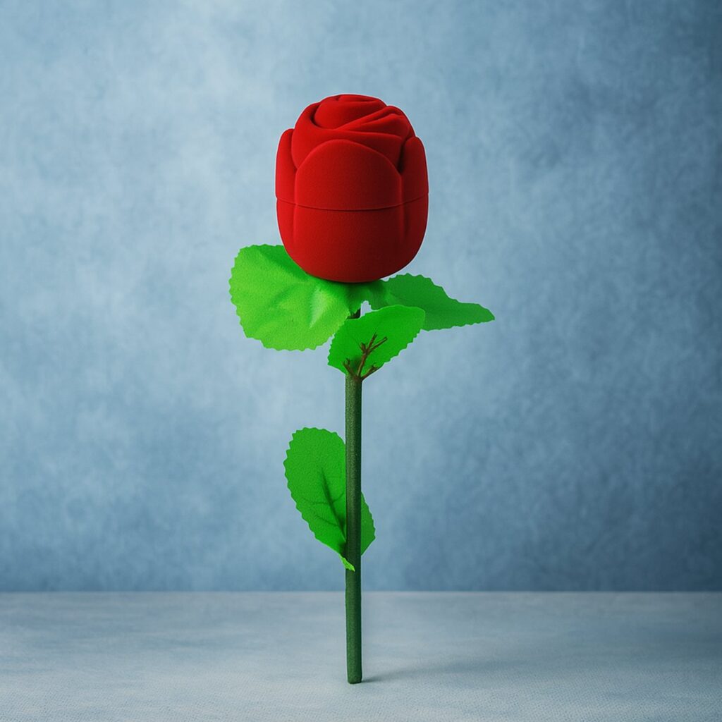 Artificial Rose Flower Shaped Jewelry Ring Box (1 Pc) - Front View by Nari Haat, Indian ethnic wear, women clothing, ...