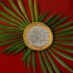 Premium Gold & Silver Dual-Tone Religious Coin with Lakshmi Ganesh Design - Front View by Nari Haat, Indian ethnic we...