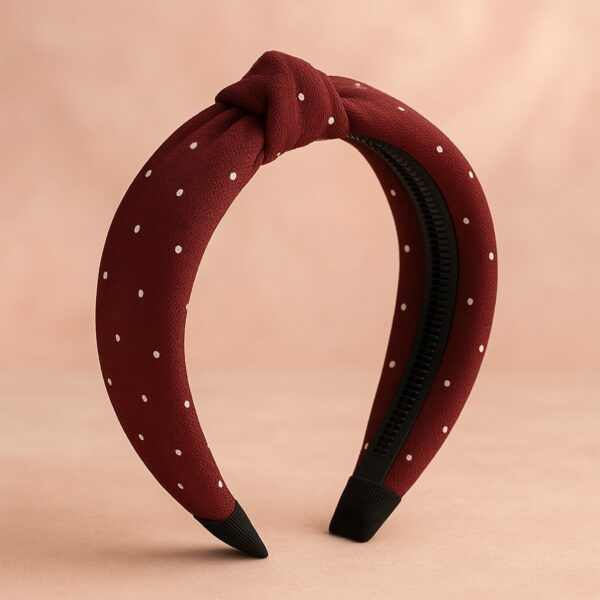 Women's Polka Dot Fabric Knot Hairband – Stylish & Comfortable (1 Pc) - Front View by Nari Haat, Indian ethnic wear...