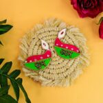 Shubh Labh Diya Shaped Wall Hangings (2 Pc) - Neckline Detail by Nari Haat, Indian ethnic wear, women clothing, desig...