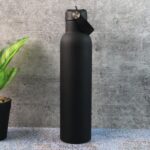 Stainless Steel Water Bottle with Carry Strap & Built-In Straw 1000ML Approx (1 Pc) - Front View by Nari Haat, Indian...