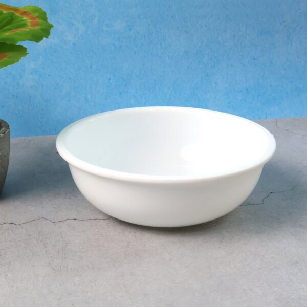 Plastic 6 Inch White Round Deep Serving Bowl (1 Pc) - Front View by Nari Haat, Indian ethnic wear, women clothing, de...