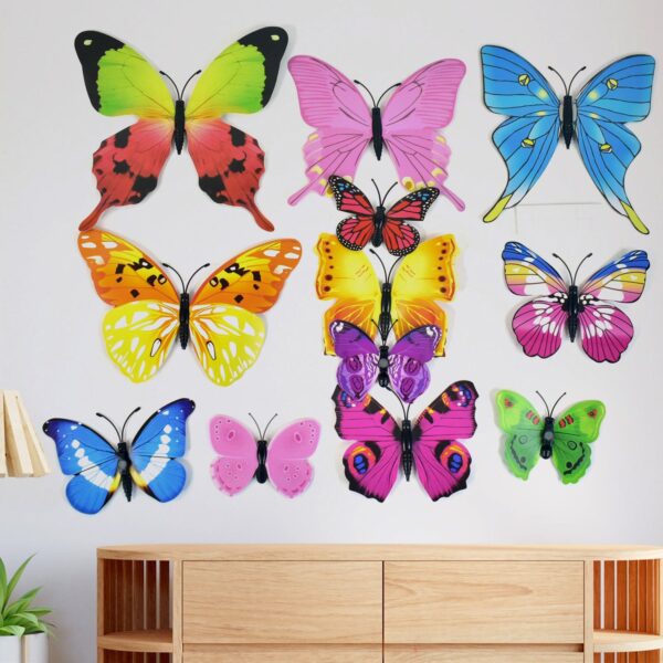 Decorative Colorful Butterfly Wall Stickers (12 Pc / Set) - Front View by Nari Haat, Indian ethnic wear, women clothi...