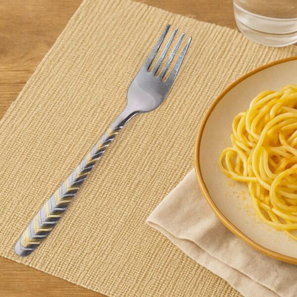 Elegant Stainless Steel Fork (6 Pcs Set) - Front View by Nari Haat, Indian ethnic wear, women clothing, designer suit