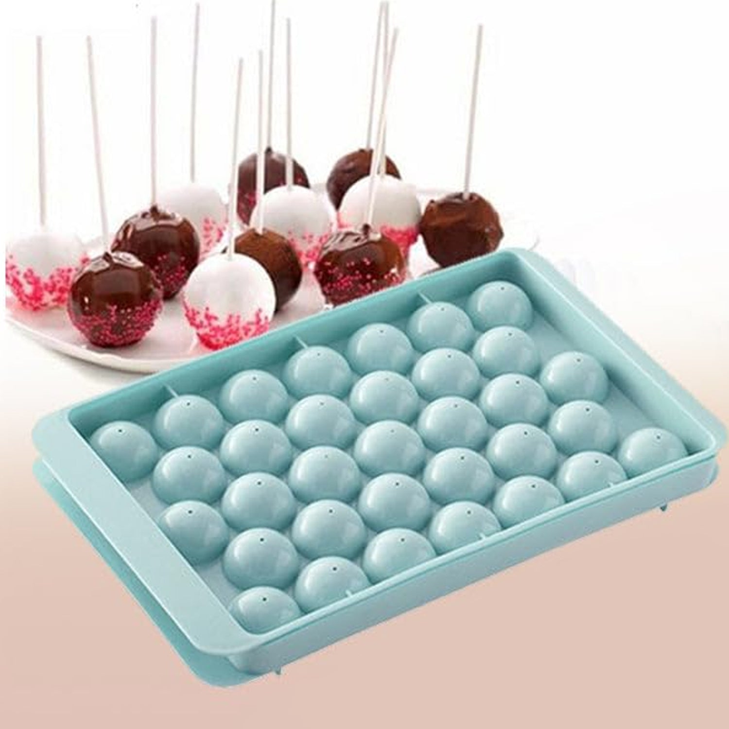 02_c37456a4-5970-48c8-9d78-5108325047bd.jpg Plastic Round Reusable Ice Cube & Candy Ball Mold, 33 Moulds (16.5×10 Cm / 1 Pc) - Front View by Nari Haat, Indian e...