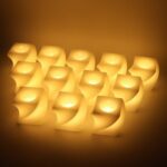 Set of 12 LED Flameless Decorative Candles – Square Shape Tealight Lamps - Fabric Detail by Nari Haat, Indian ethni...