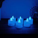 Blue LED Tea Light Candles (6 Pc) - Neckline Detail by Nari Haat, Indian ethnic wear, women clothing, designer suit