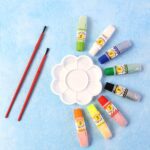 Watercolor Paint Set with 8 Vibrant Colors, Brushes, and Palette - Front View by Nari Haat, Indian ethnic wear, women...