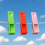 Cloth Clips Set of 12 – Strong Grip Plastic Laundry Pegs with Stainless Steel - Closeup Embroidery by Nari Haat, In...