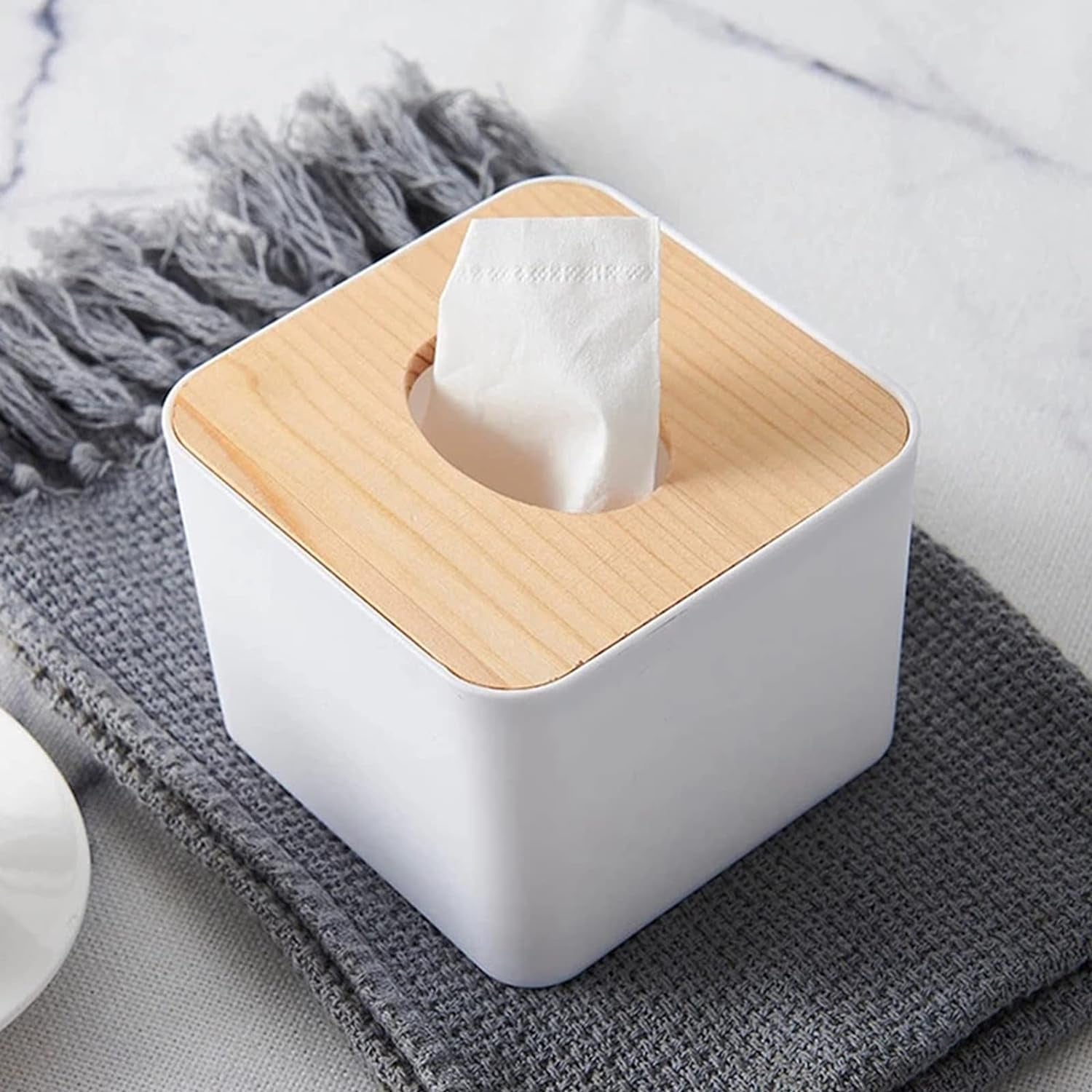 02_d6d15931-0497-4ddd-a53a-546258d22ebb.jpg Tissue Box Desktop Stand Bamboo Tissue Cover Box Rectangular Paper Towel Holder Removable Tissue Dispenser for Bathro...