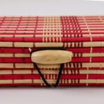 Multi-Purpose Handcrafted Bamboo Mat Style Pen Pencil & Makeup Box (1 Pc) - Fabric Detail by Nari Haat, Indian ethnic...