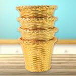 Plastic Flower Valencia (Pot) Home and Outdoor (4 Pc) - Closeup Embroidery by Nari Haat, Indian ethnic wear, women cl...