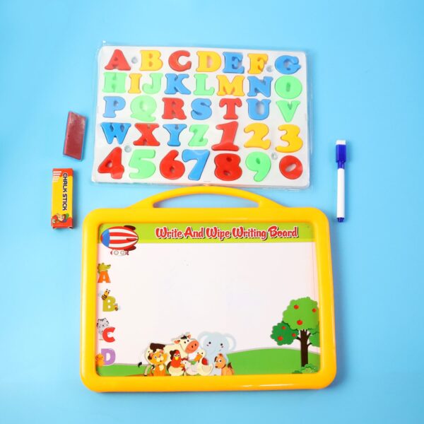 2-in-1 Kids Writing Board Set – Double-Sided Whiteboard & Blackboard - Front View by Nari Haat, Indian ethnic wear,...