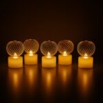 LED Ball Shaped Decorative Light with Mesh Cover (5 Pc / Set) - Back View by Nari Haat, Indian ethnic wear, women clo...