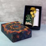 Effete Kulfi Almonds Gift Hamper, Golden Rose With Bottle (3 Pc Set), Mix Color - Sleeve Design by Nari Haat, Indian ...