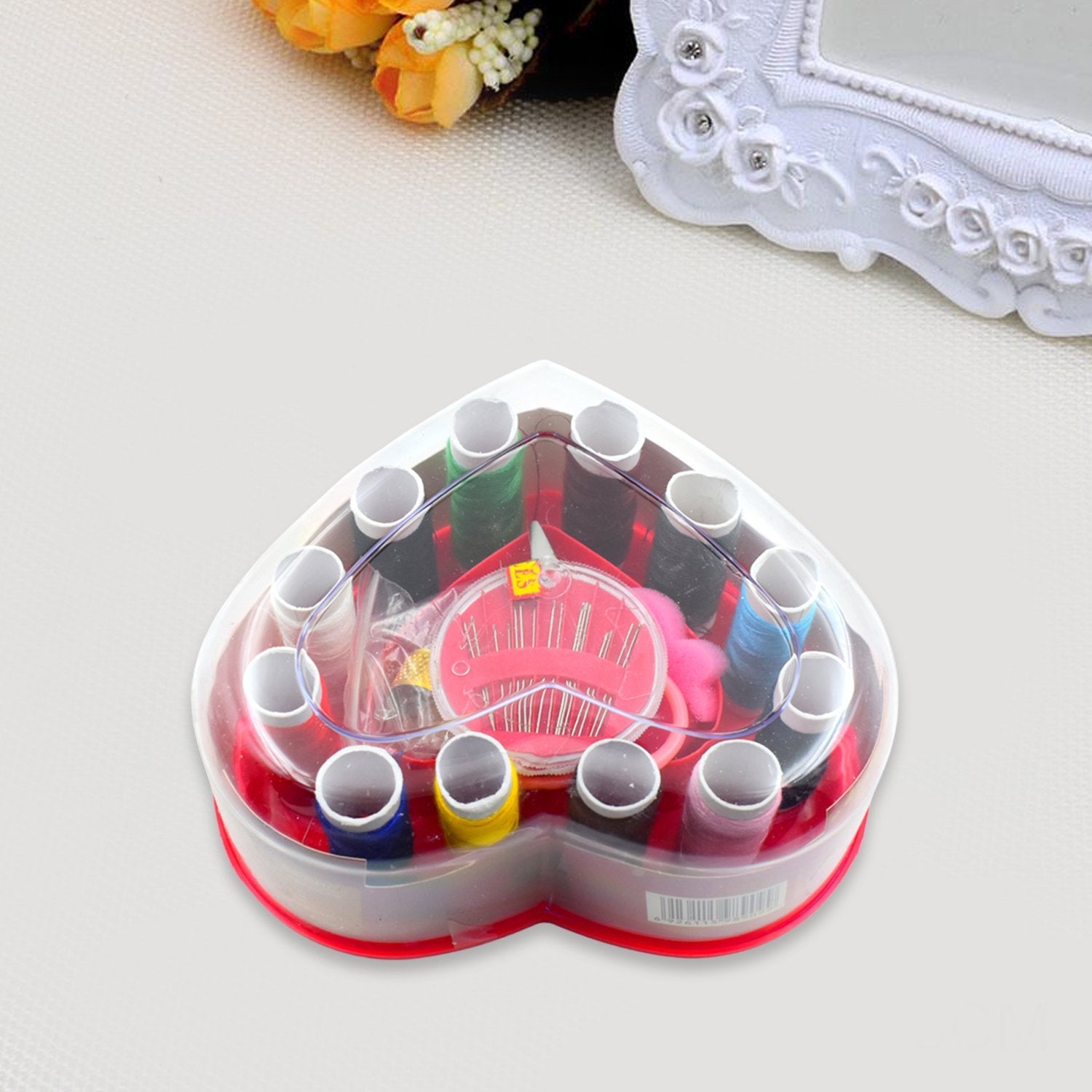 02_fd3c292d-534f-4725-8208-348d83b0a35d.jpg Heart-Shaped Sewing Box Multi-Functional Convenient Sewing Tools - Front View by Nari Haat, Indian ethnic wear, women...