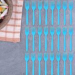 Reusable Food-Grade Plastic Forks (24 Pc) - Closeup Embroidery by Nari Haat, Indian ethnic wear, women clothing, desi...
