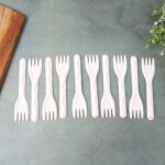 Compostable Bagasse Fork – 10 Pcs Pack - Front View by Nari Haat, Indian ethnic wear, women clothing, designer suit